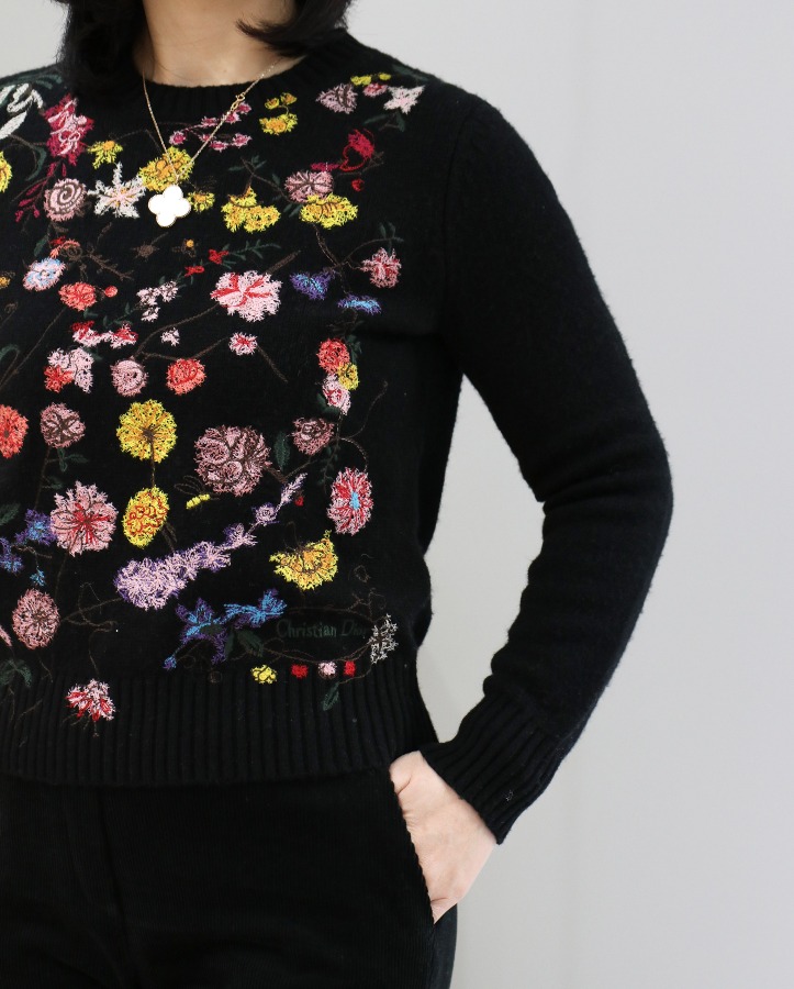 [premium] cashmere flower knit